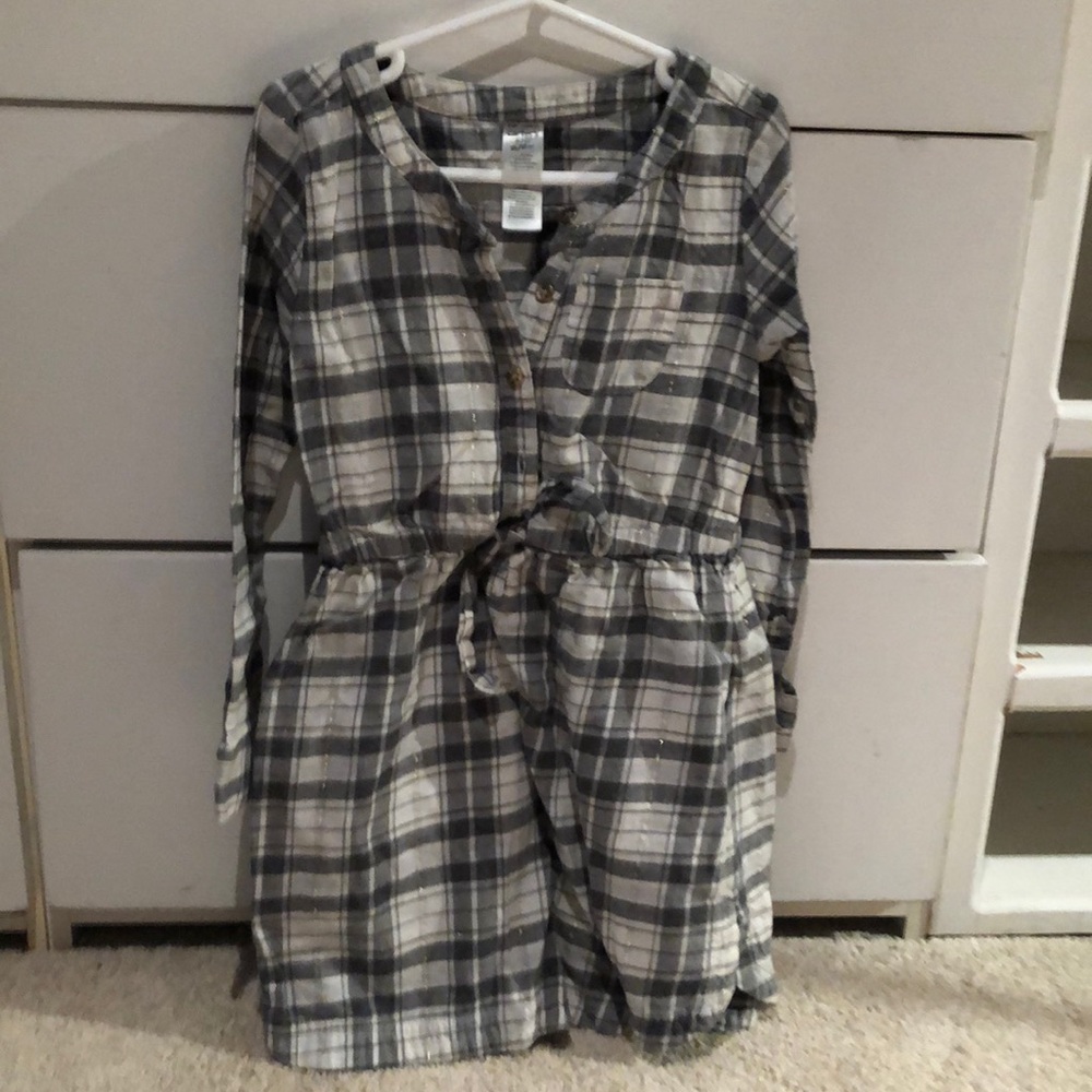 Plaid dress grey and white